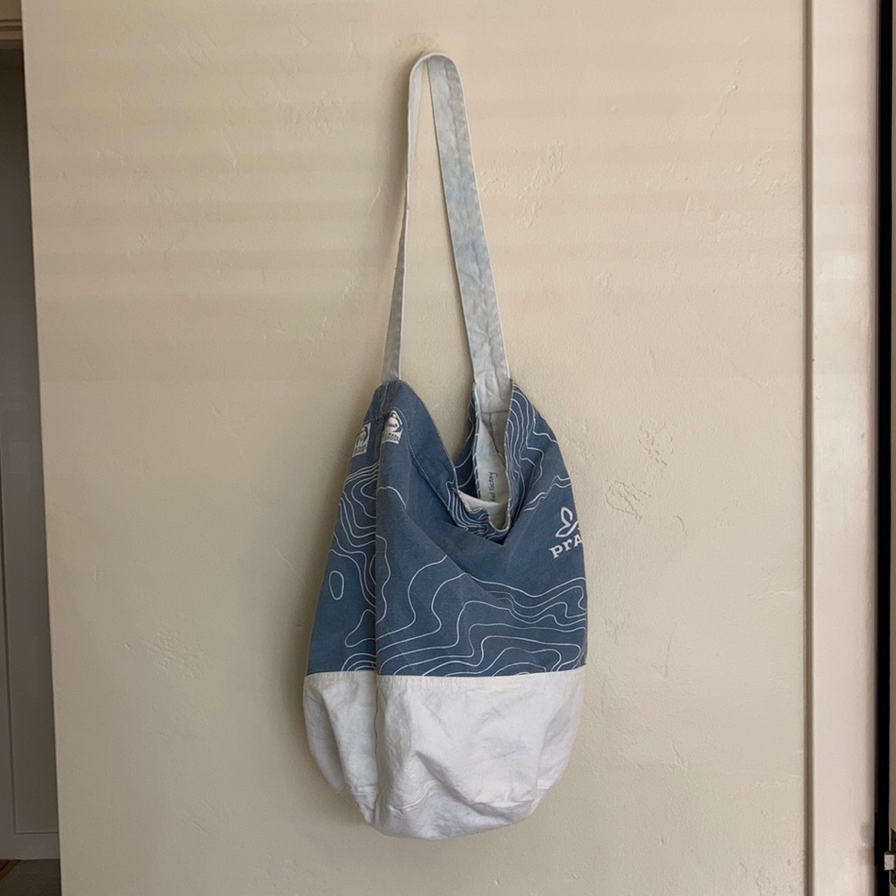 Prana blue and cream large tote bag